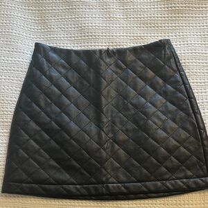 BB Dakota x Steve Madden Quilted Faux Leather Black Mini Skirt 10